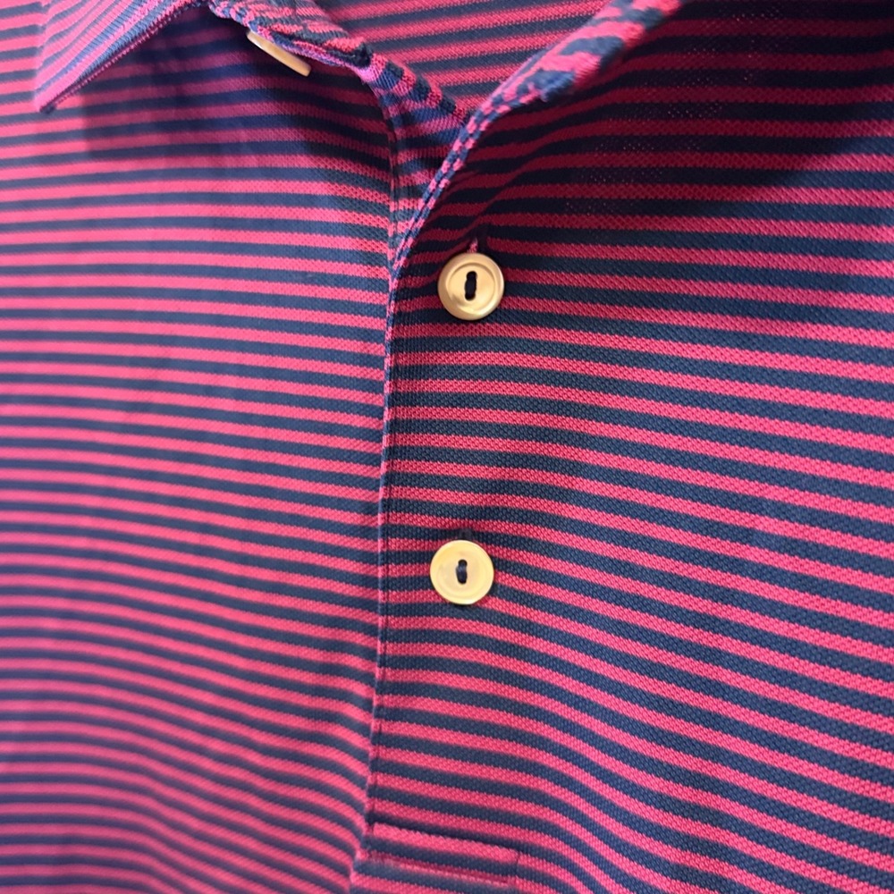 Peter Millar Summer Comfort Mens XXL Polo Burgundy Navy Stripe Squire Creek - Picture 14 of 16